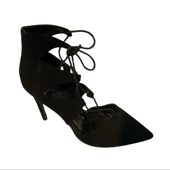 Derek Heart From H&M Sophia Black Lace Up Stiletto Spike Heels 8.5 - Picture 9 of 14